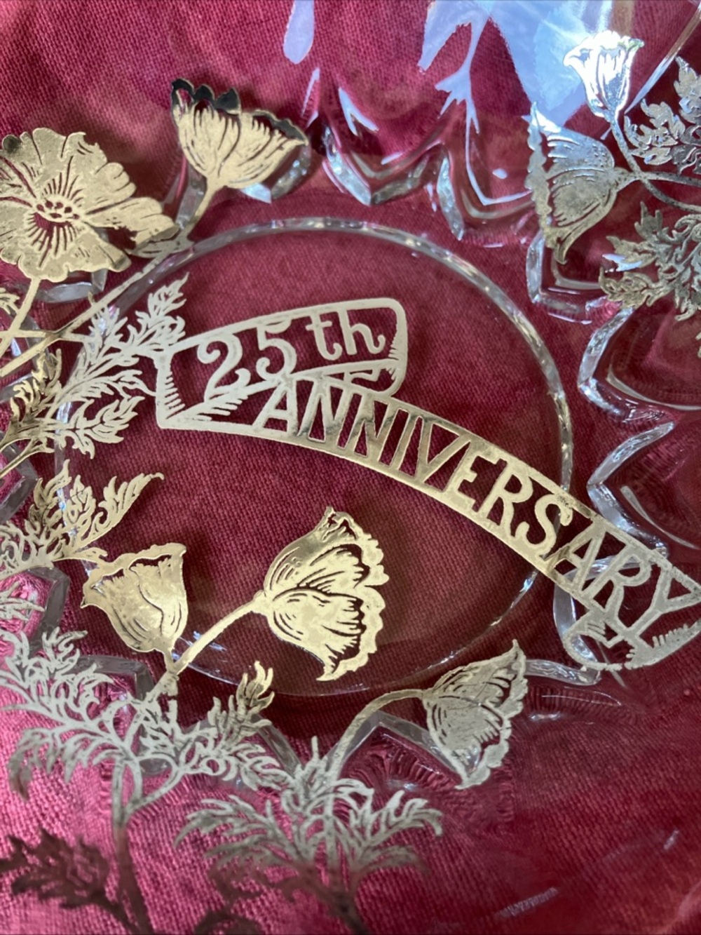 MCM 25th Anniversary Glass & Sterling Silver Overlay Candy Dish / Trinket Holder